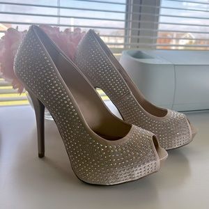 Jennifer Lopez Peep Toe Rhinestone Heels